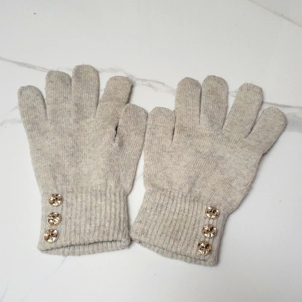 Knit Acrylic gloves, One size, grey color